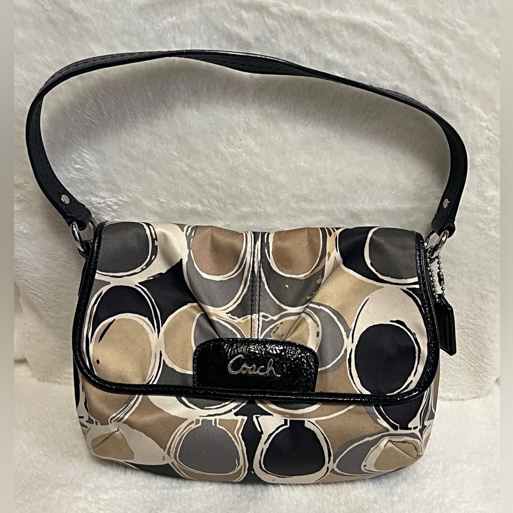 Coach Ashley Signature Satin Scarf Print Mini Handbag.